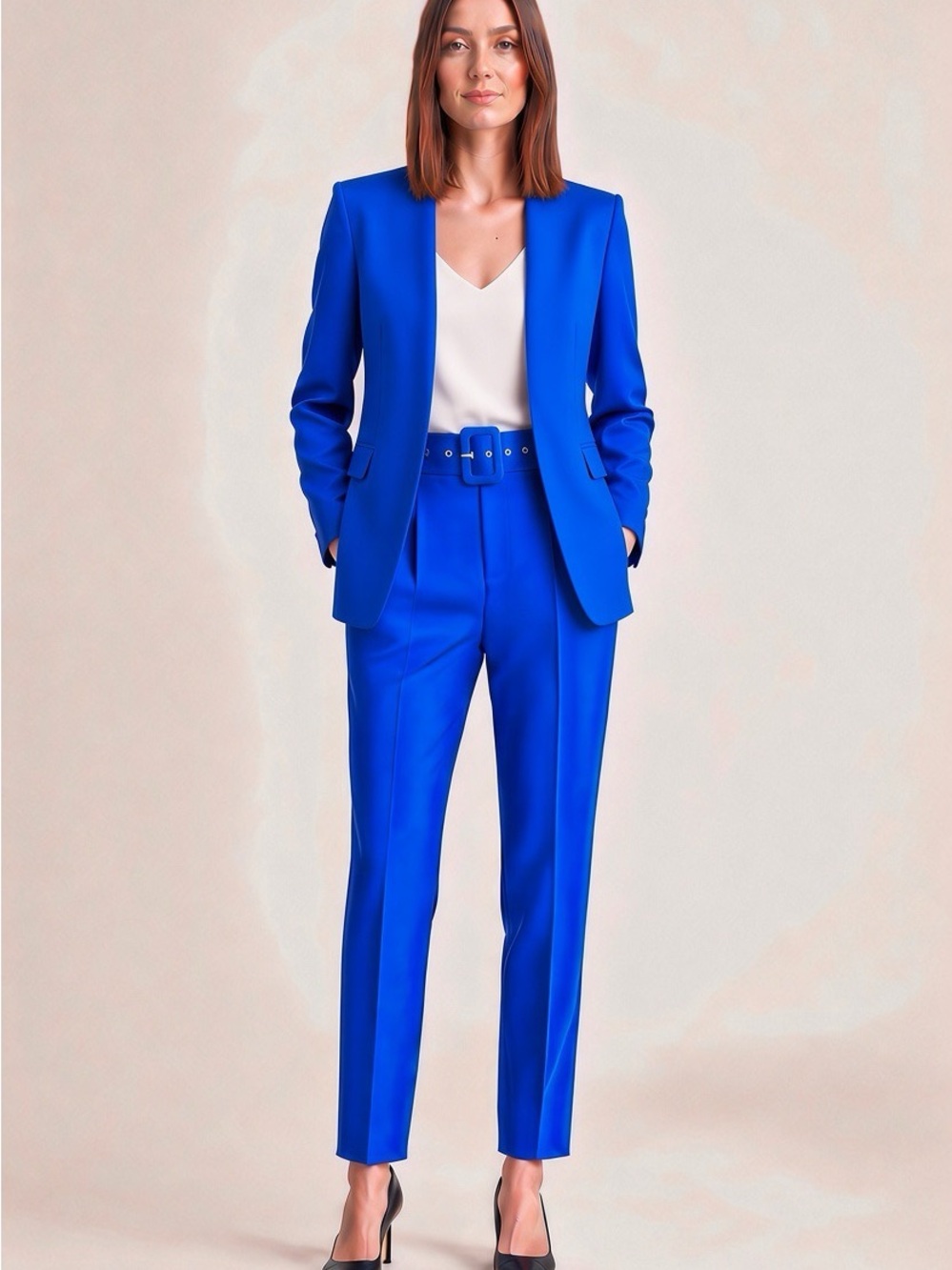 Zara Women's Cobalt Blue Blazer and Matching Trousers